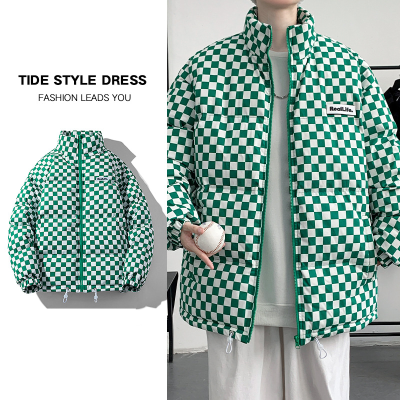 Men’s Winter Padded Jacket – Lightweight Quilted Coat With Stand Collar & Zip Pockets (M-5XL, Black/Green)_voghion.com