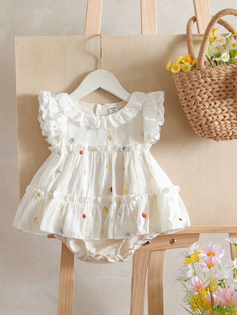 Tutina estiva per bambine, per mamma e bambini - Tutina senza maniche in morbido cotone per neonati fino a 18 mesi (bianco, 1-3 mesi/3-6 mesi/6-9 mesi/9-12 mesi/12-18 mesi)_voghion.com