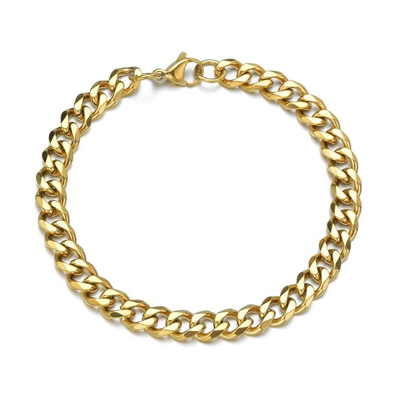 Braccialetti con ciondoli Hip Hop in acciaio inossidabile con sei lati e bracciale cubano con personalità semplice da uomo, bracciale in acciaio al titanio_voghion.com