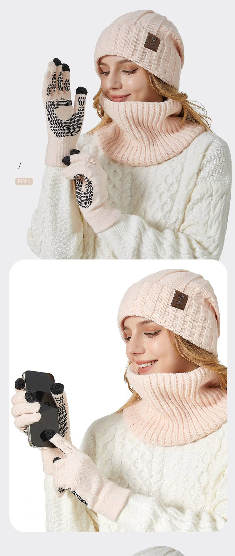 Cappelli da uomo, cappello, sciarpa e guanti lavorati a maglia, tre pezzi, per uomo e donna_voghion.com