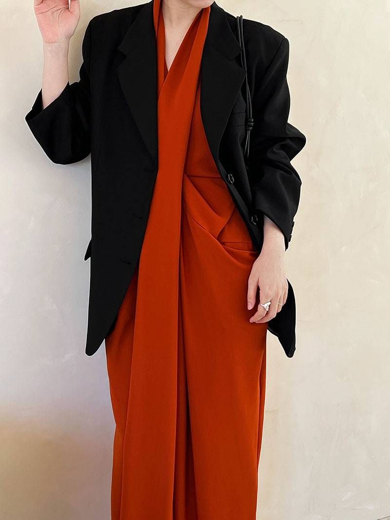 Giacca blazer casual a maniche lunghe in stile coreano da donna, vestibilità ampia vintage con tasche (marrone, nero)_voghion.com