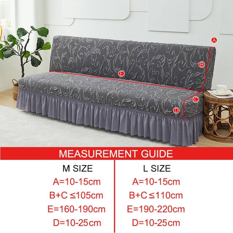 Copridivano classico in jacquard floreale con orlo a gonna – Copridivano in maglia elasticizzata per divani senza braccioli (pieghevole, antiscivolo, 5 colori nei toni della terra)_voghion.com