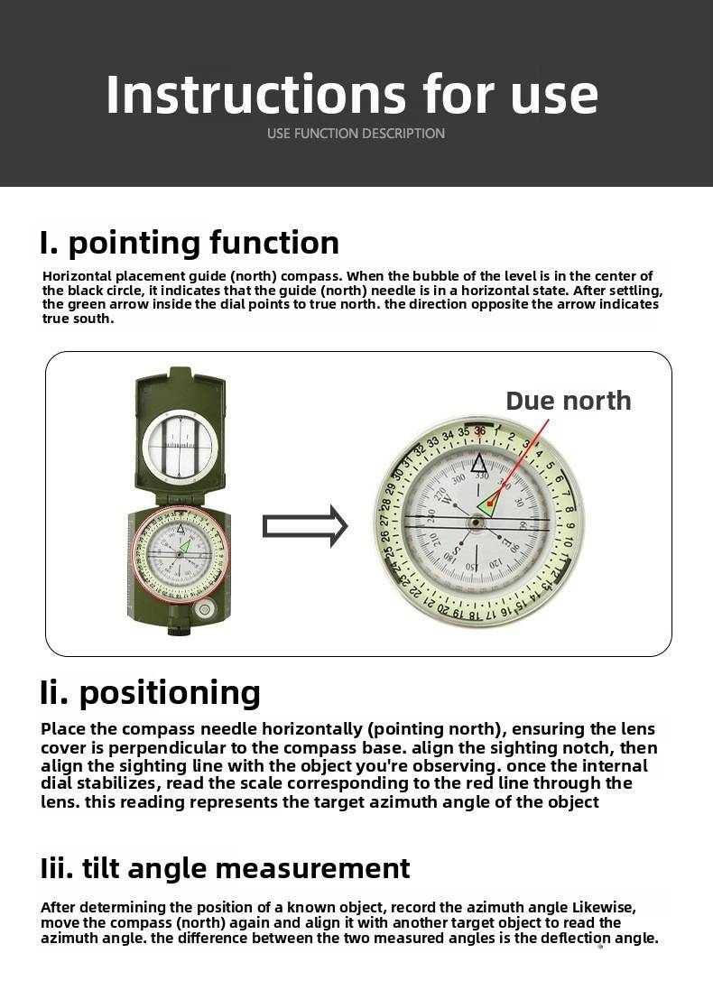 Source Manufacturer American Outdoor Multifunctional Compass High Precision Professional Camping Luminous North Needle_voghion.com