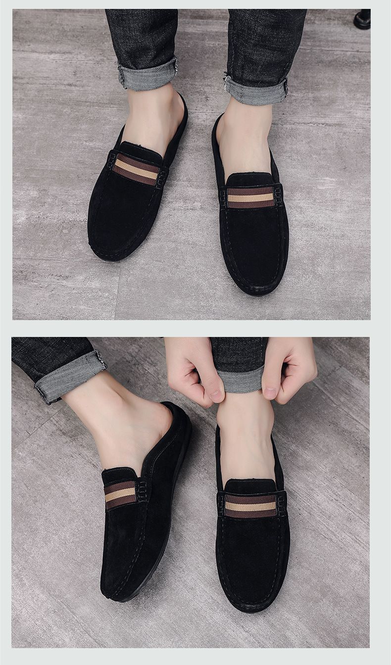 Neue, leichte Bean-Schuhe für Herren, sommerliche Ein-Fuß-Passform, atmungsaktiv, lässig, mit halber Stütze für Herren_voghion.com