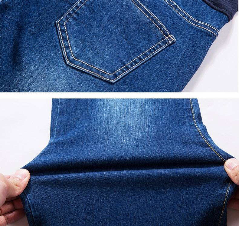 Jean de grossesse à jambes droites - Pantalon en coton stretch pour femme enceinte (Bleu classique, M-XXL)_voghion.com