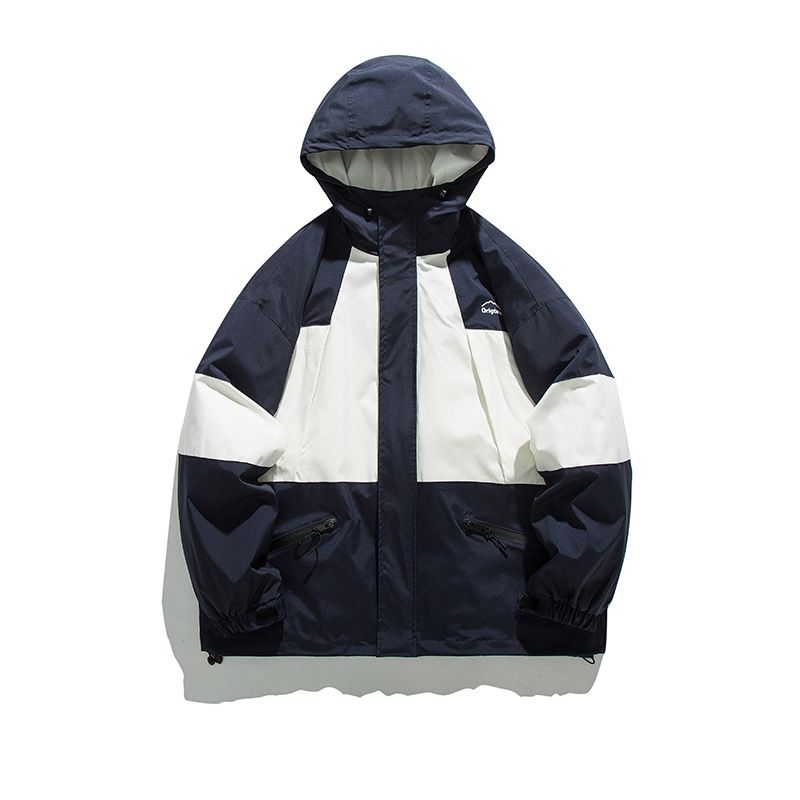 Nanxia Disguise Winter Color Block Patchwork Reißverschlusstasche Kapuzenjacke Trendy 3-in-1 Daunenmantel_voghion.com