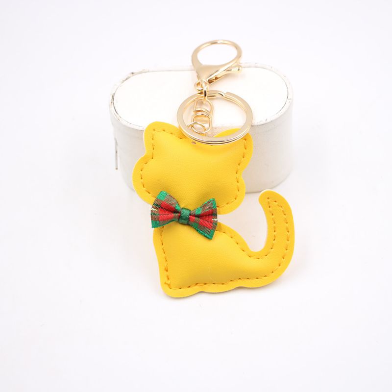 Nuovo ciondolo portachiavi in pelle a forma di papillon con gatto, accessorio per zaino, portafoglio_voghion.com