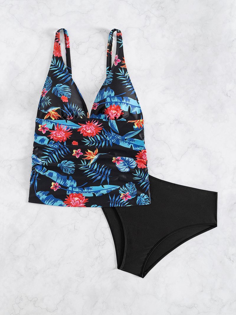 Costume da bagno intero con stampa a V profonda da donna_voghion.com