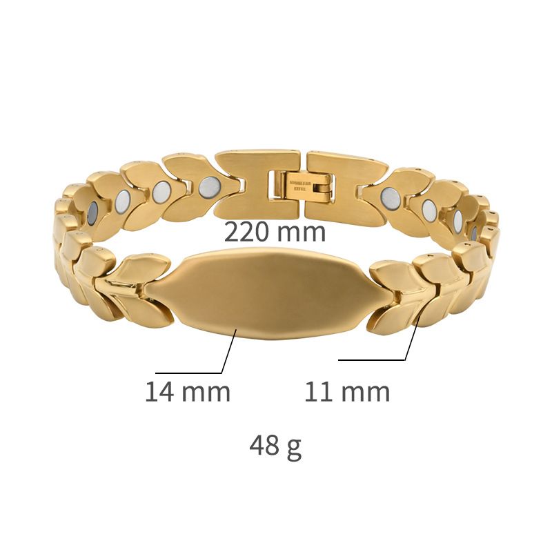 Enkel hvedeøre herrearmbånd i titanium stål med smykker, antistatisk negativ ionarmbånd til kvinder, magnetisk terapiarmbånd_voghion.com