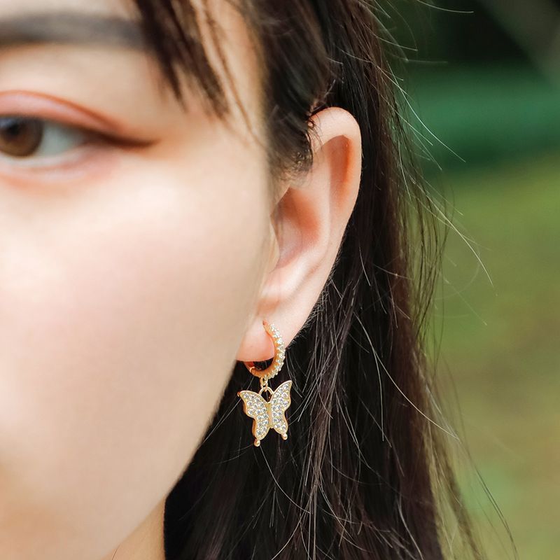 Vlinder-oorbellen met zirkonia voor dames - Hiphop-blingsieraden (eenvoudig en stijlvol)_voghion.com