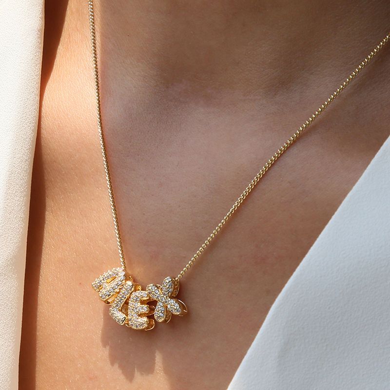 Collana con ciondolo a forma di palloncino 3D con 26 lettere inglesi, fai da te, con nome combinato_voghion.com