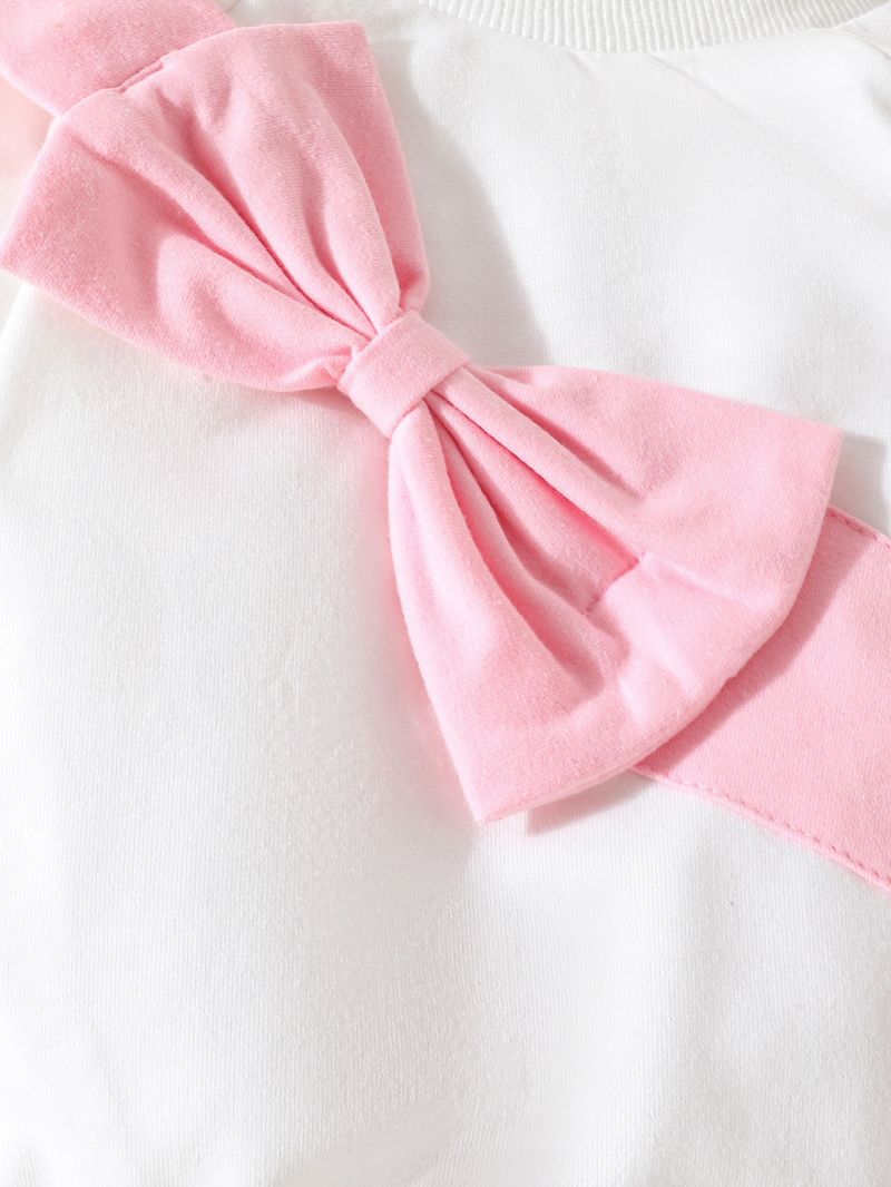 Adorable conjunto de pelele para bebé niña: conjunto de gateo de algodón de manga larga con lazo y caja de regalo (0-24 meses)_voghion.com