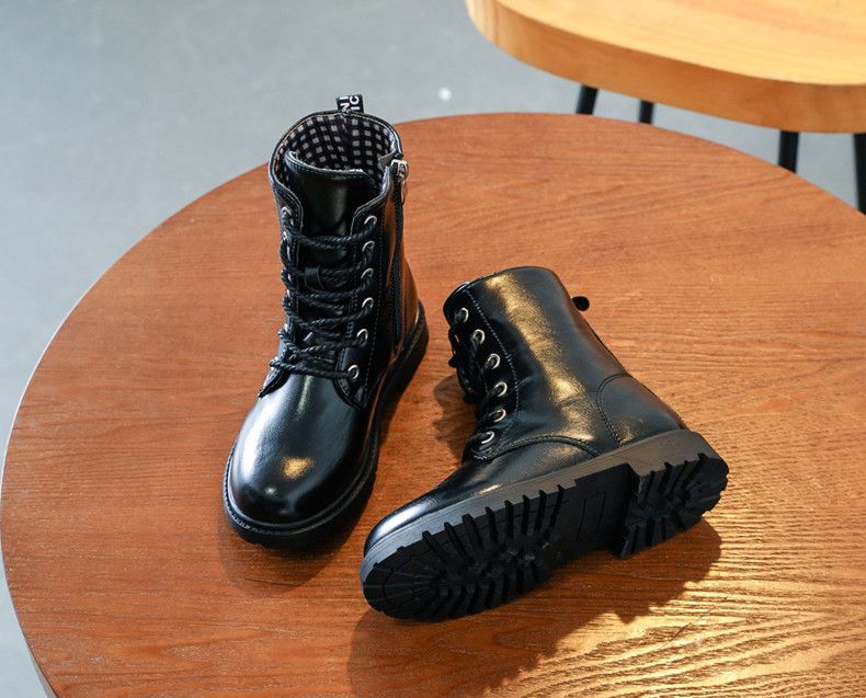 Kurze Stiefel für Mädchen im Winter 2023, neuer koreanischer Stil, britischer Stil, mit Fleece gefütterte Martin-Stiefel für kleine Mädchen, Prinzessinnen-Einzelstiefel_voghion.com