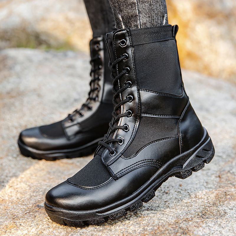 European Warm Series Spring Summer Combat Men Breathable Mesh Work Security Inspection Outdoor Hiking Martin Boots Training Tactical Shoes_voghion.com