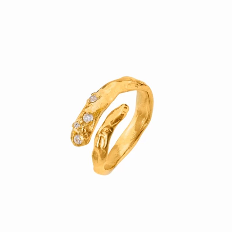 Offener, verstellbarer, modischer, trendiger Brotring aus Messing mit eingelegtem Diamanten für Frauen_voghion.com