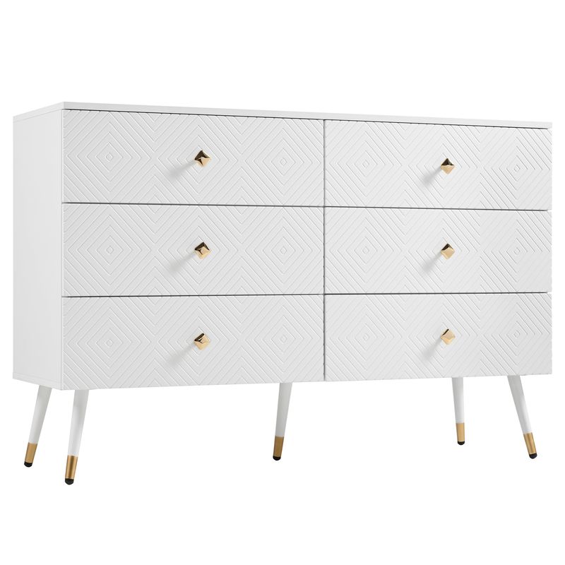 Commode moderne à 6 tiroirs – 120 x 40 x 80 cm – Coffre de rangement pour chambre et salon_voghion.com