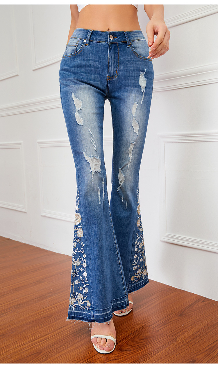 Γυναικεία ρούχα με τζιν για γυναίκες Βαριά βιομηχανία τρισδιάστατο κέντημα 3D Γυναικείο τζιν παντελόνι_voghion.com