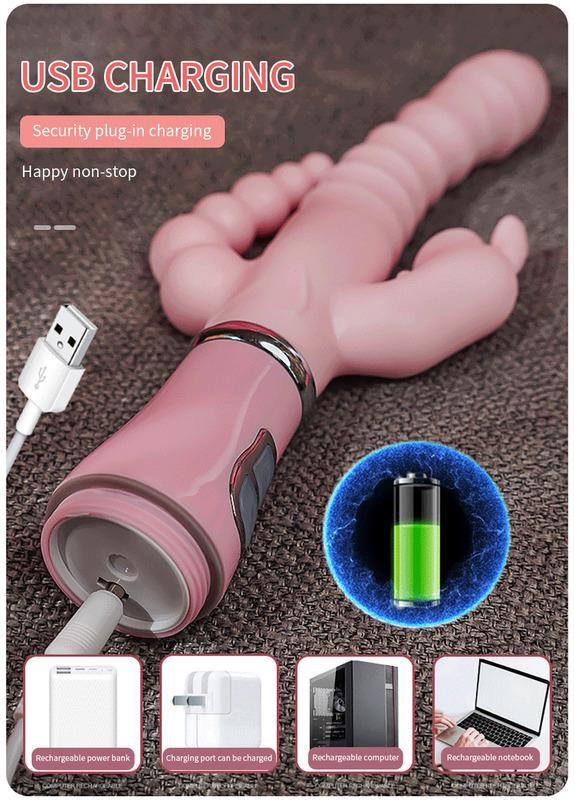 3 in 1 vibratore del coniglio del dildo impermeabile USB ricaricabile magnetico giocattoli del sesso del clitoride anale per le donne Coppie Negozio 22_voghion.com
