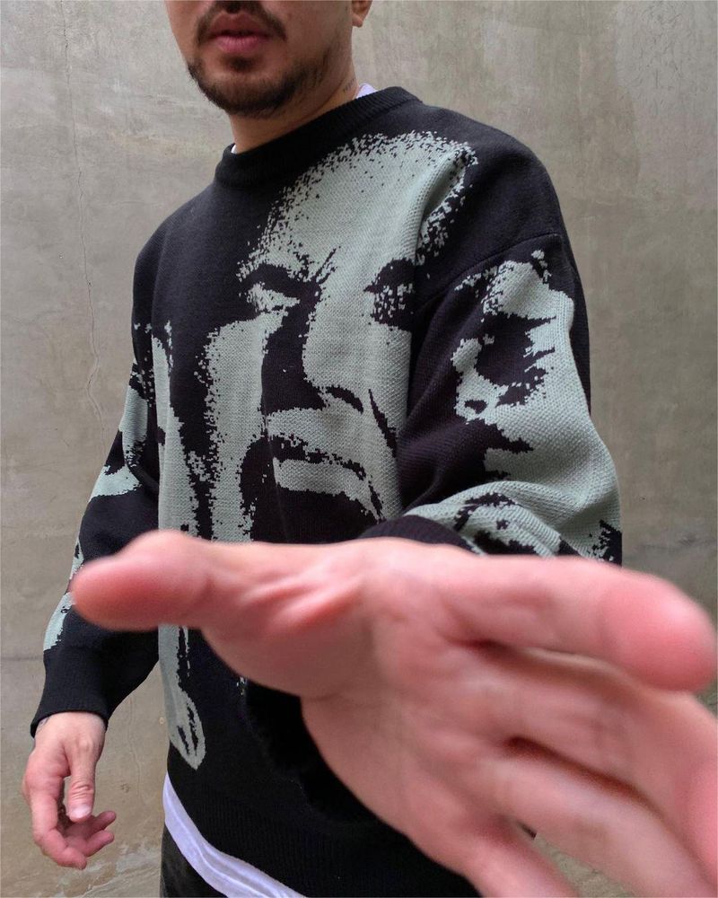 2023 Herbst/Winter Kopfmuster Kapuzen Rundhals Strickpullover Männer und Frauen_voghion.com