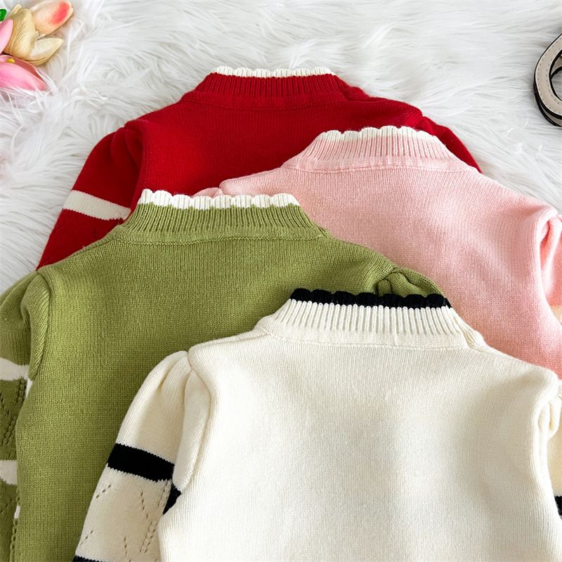 2024 Abito a due pezzi in stile coreano alla moda per bambina, autunno e inverno, nuovo stile, maglione per bambini, gonna lavorata a maglia piccola_voghion.com