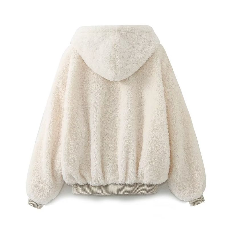 Abbigliamento donna autunno e inverno 2024 nuovo ampio snellente giacca con cappuccio in pile_voghion.com