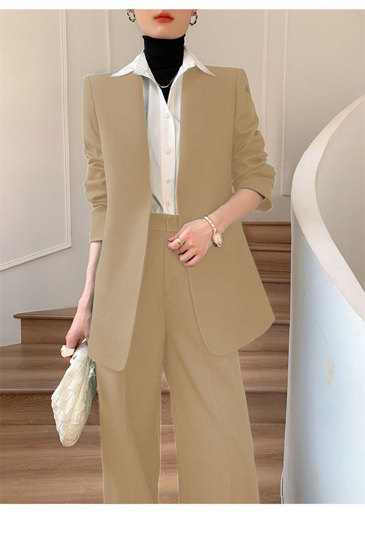 Damenbekleidung Königsblauer Anzug Zweiteiliger Anzug Anzug im neuen Stil im Pendlerdesign für Damen Mehrere Farben optionale Anzugjacke_voghion.com
