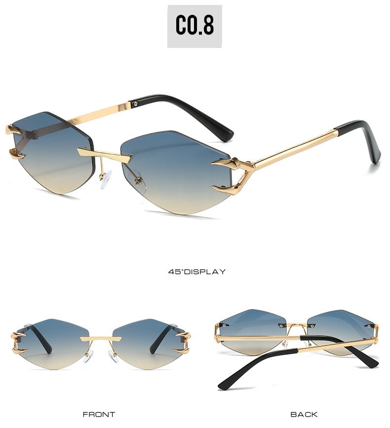 VOOTHOST Fashion Rimless Square Sunglasses UV400 Retro Gradient Frameless Sunglass High Quality Small Frame Popular Metal Eyewear F0252_voghion.com