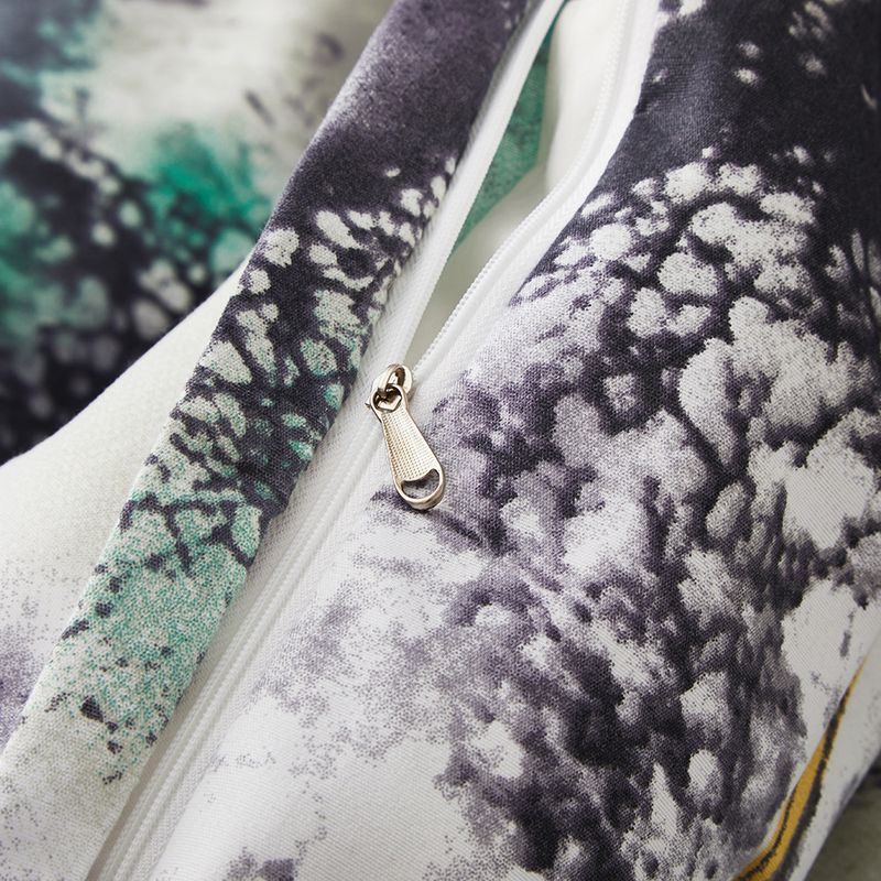 Housse de couette imprimée recto verso motif abstrait marbré, parure de lit trois pièces en polyester doux et velours texturé_voghion.com