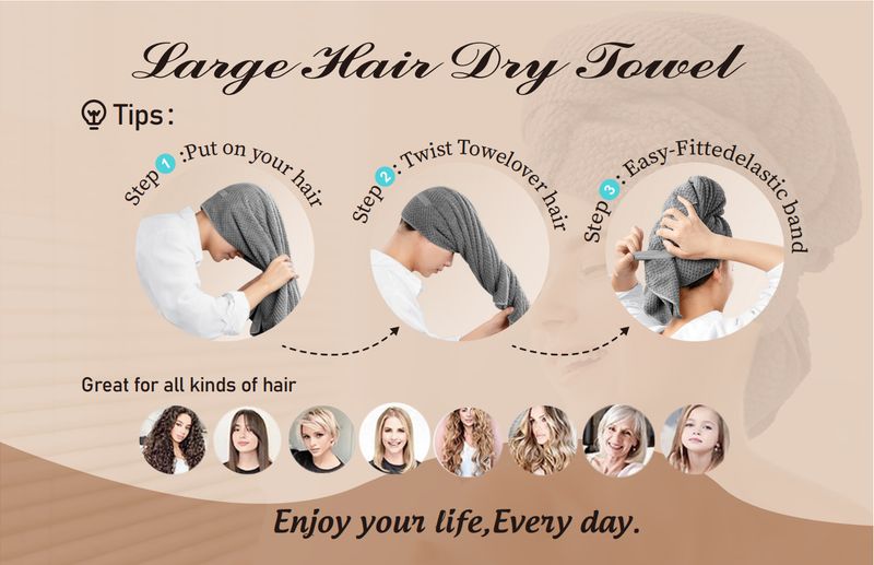 Asciugamano per capelli in pile di corallo di alta qualità – Ultra assorbente, extra spesso e grande (63x105 cm) per un'asciugatura rapida – Grigio, marrone, rosa, blu, viola_voghion.com