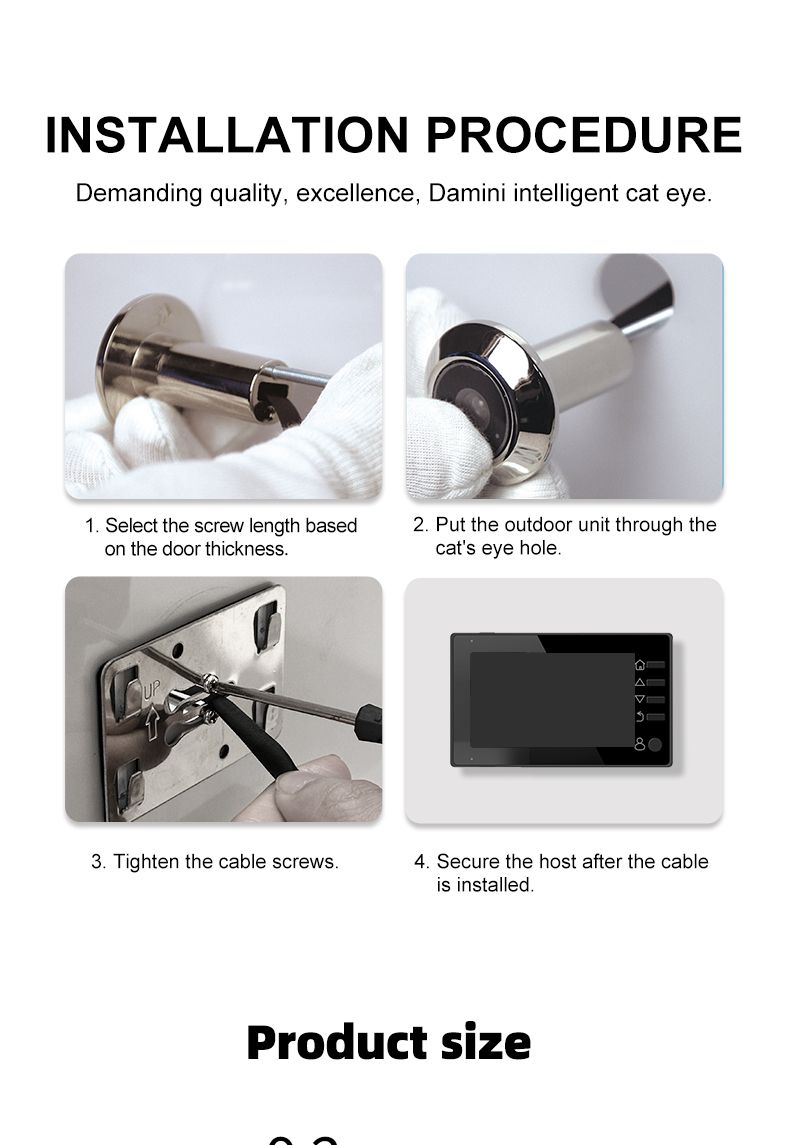 Danmini Visual Doorb Peephole 4,3'' LCD HD Display Digital Viewer 1 milion pikseli 120° Cat Eye Door Security Camera_voghion.com