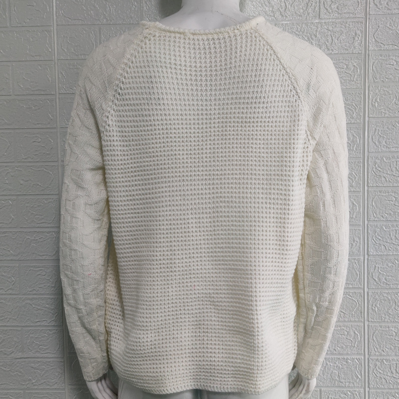 Men's sweater Fall and winter solid color slim-fit long-sleeved crew neck pullover sweater_voghion.com