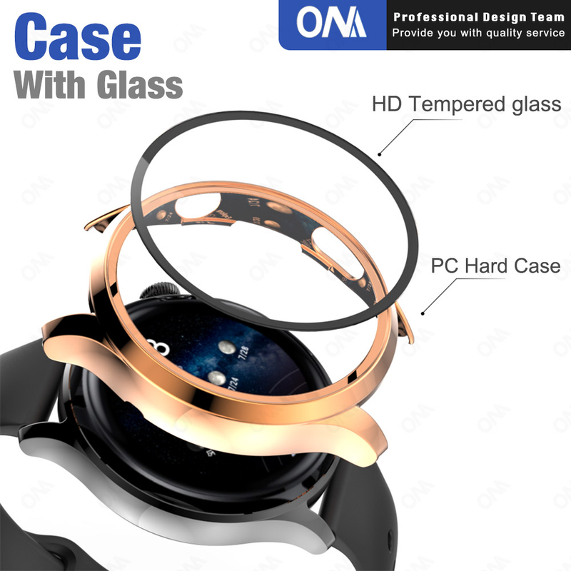 Beskyttelsesetui til Huawei Watch 3/3 Pro Hard PC-etui med skærmbeskytter Hærdet glas, tilbehør til Huawei Watch3 Pro_voghion.com