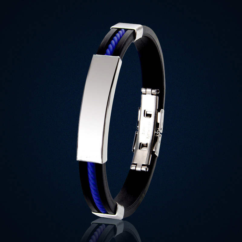 Bracciale con scritte fai-da-te Bracciale da uomo in acciaio al titanio Bracciale in silicone Bracciale in acciaio inossidabile Bracciale stella_voghion.com