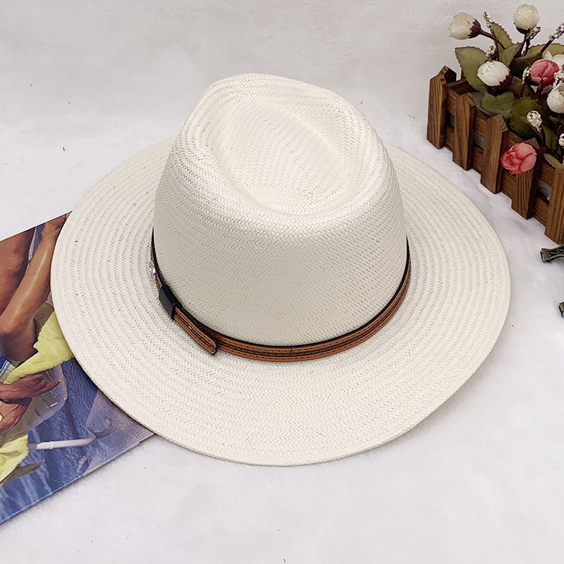 nuovo cappello da spiaggia parasole da uomo e da donna estivo da viaggio protezione solare cappello da cowboy occidentale cappello di paglia_voghion.com