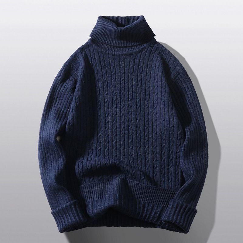 Men's Clothing Autumn And Winter Running Volume Sweater Men's High Collar Pullover New Flower Sweater Casual Knit Sweater Bottom Line Sweater Spot_voghion.com