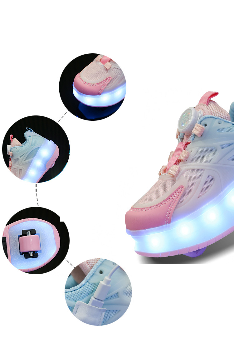 Παπούτσια Flash Charging Colorful Light Shoes Running Horse Light Button Light Παπούτσια για αγόρια με ελαφριά παπούτσια Διπλά πατίνια_voghion.com