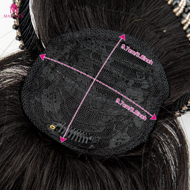 Topper per capelli umani con frangia da donna Clip in frangia con fascia parrucchino dritto per capelli diradati chignon marrone e nero_voghion.com