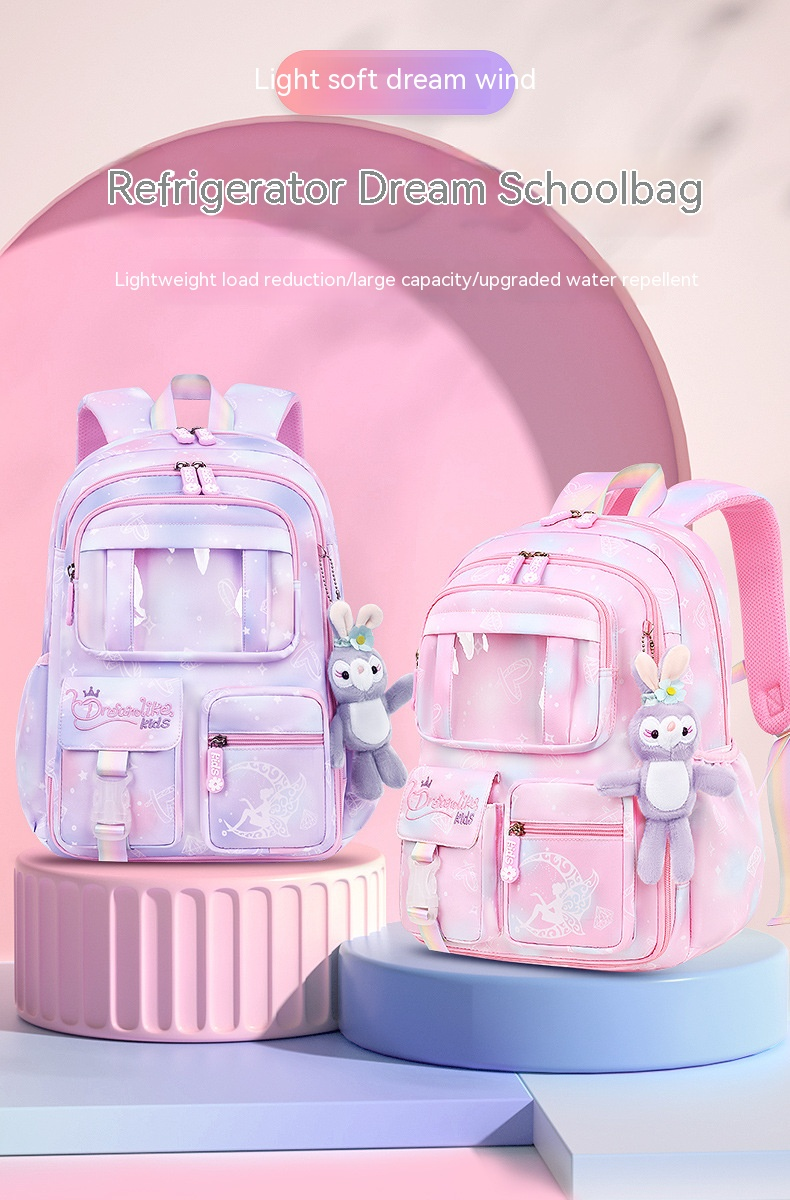 New Primary School School Bag For Girls And Children Large Capacity Load Reduction Spine Protection Refrigerator Side Door Children's Backpack_voghion.com