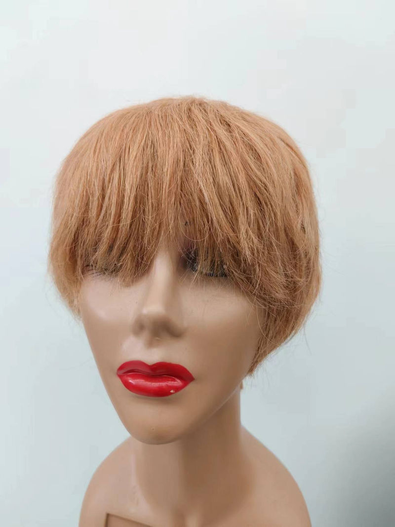 Pixie rövid bob paróka, géppel készített, 100% emberi hajból_voghion.com