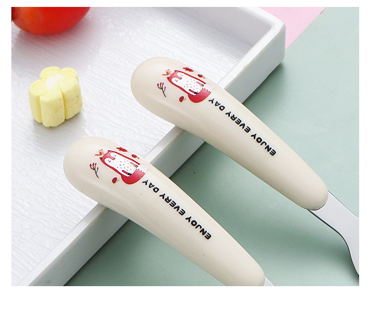 Unisex Steel Children's Portable Ins Tableware Baby Food High Value Fork Spoon Set Gift_voghion.com