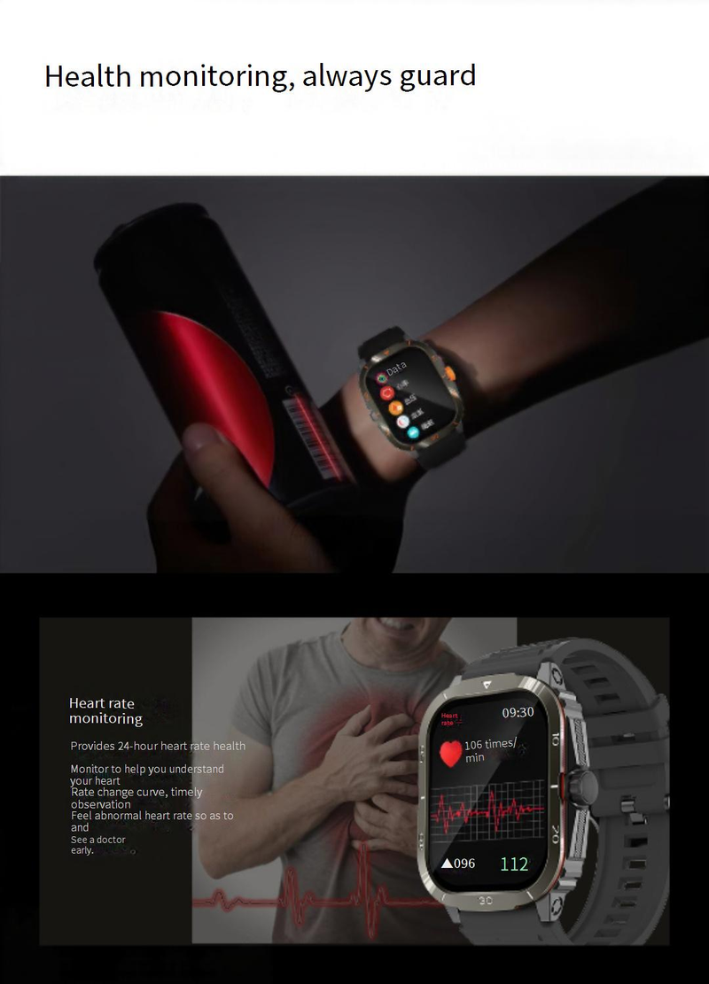 Montre connectée anti-sports trois fonctions Bluetooth appel santé sport informations rappel multifonction table intelligente_voghion.com