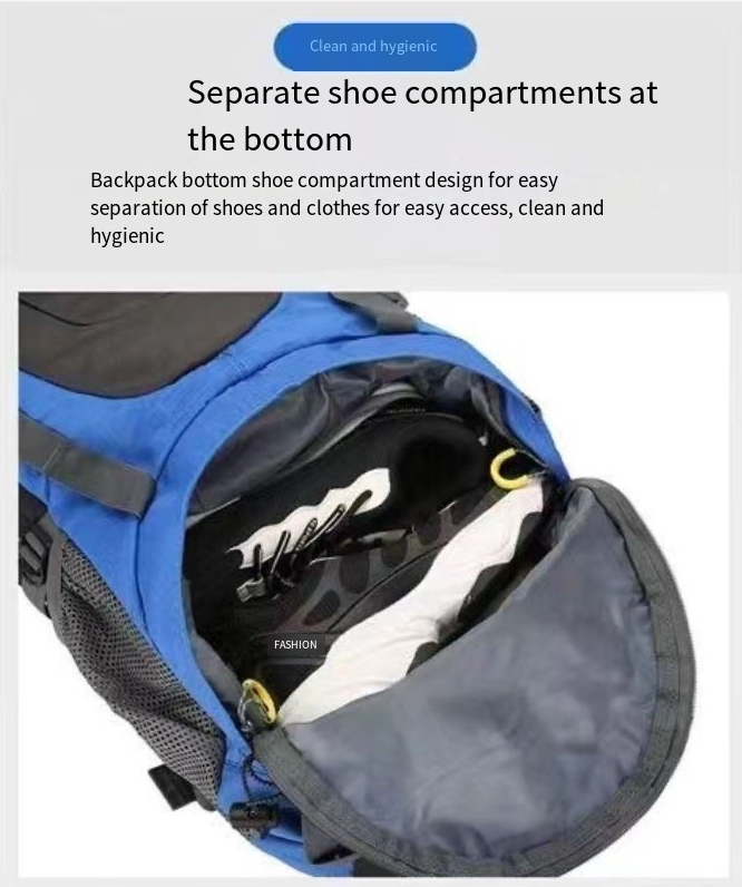 70L Large Capacity Lightweight Mountaineering Bag Men's Travel Backpack With Shoe Compartment Outdoor Travel Backpack_voghion.com