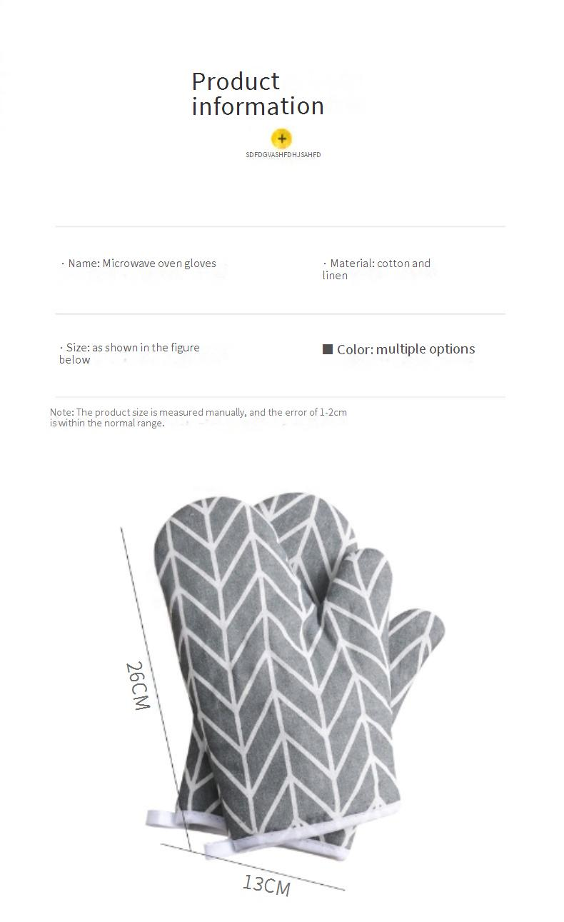 Gants anti-brûlures en coton et lin pour micro-ondes, épais, isolants, résistants aux hautes températures, motif floral_voghion.com