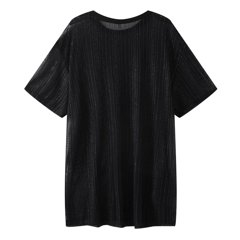 New See-through, Breathable, Thin And Fashionable Nightclub Party Base Layer Tulle Men's T-shirt_voghion.com