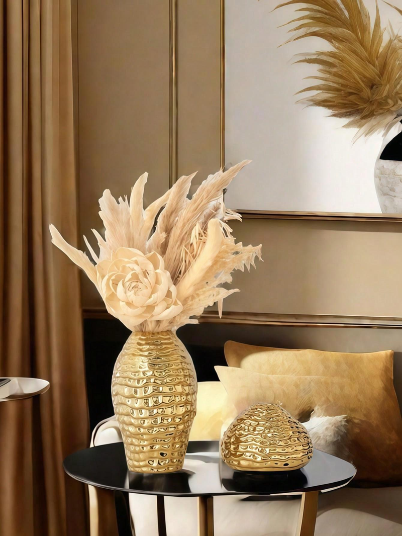 1 moderno jarrón de cerámica de lujo con diseño de panal, ideal para decorar salas de estar, vestíbulos, comedores, rincones de dormitorios y otros espacios._voghion.com