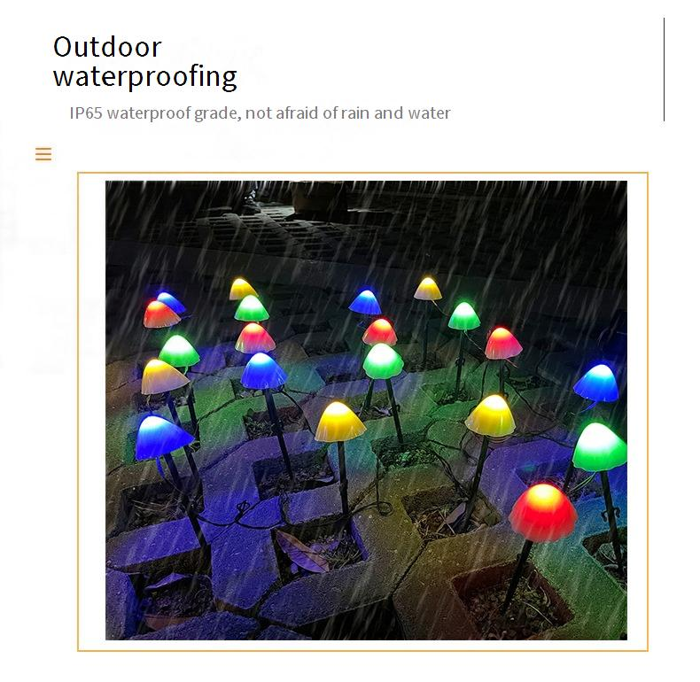 Solar Mushroom String Lights – 3M/5M/6.5M Outdoor LED Fairy Lights For Garden, Pathway, Camping (IP65 Waterproof, Remote Control)_voghion.com