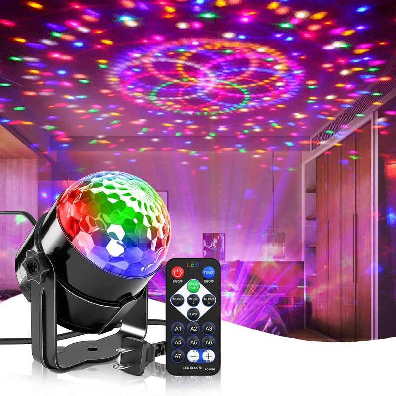 Sound Activated Rotating Disco Ball DJ Party Lights 3W 3 LED RGB LED Stage Light For Christmas Wedding Sound Party Lights_voghion.com