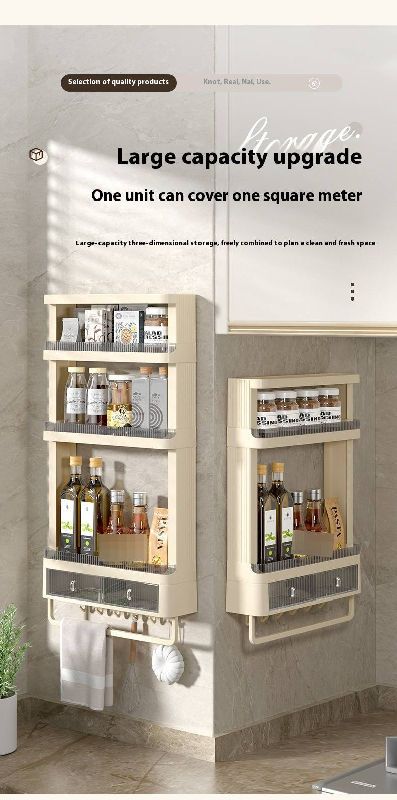 Wall Mounted Organizer Shelf - Multi-Purpose Plastic Storage Rack With Hooks & Towel Bar, Space-Saving For Kitchen, Bathroom, Office_voghion.com