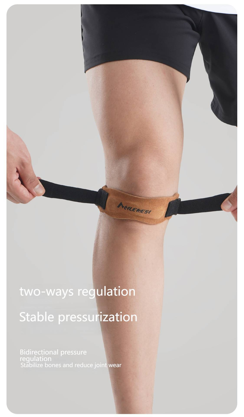 Joelheira profissional de couro com suporte para patela para homens e mulheres - maior estabilidade para corrida, badminton, pular corda e alívio de lesões esportivas_voghion.com