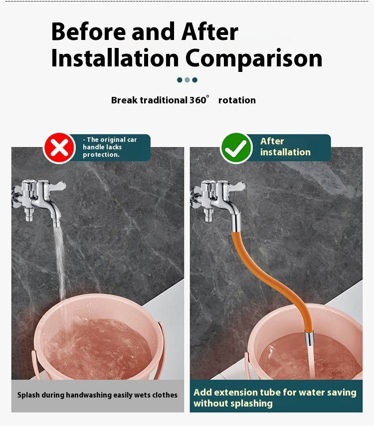 Universal 360° Swivel Faucet Extension Hose – Stainless Steel Water Tap Extender For Bathroom & Kitchen (20CM/30CM/50CM, Chrome/Black/Orange)_voghion.com